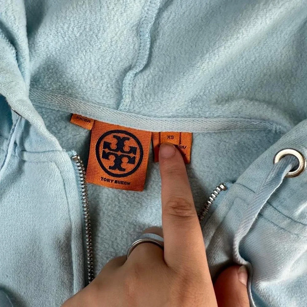 Tory Burch light blue full zip logo jacket y2k vintage mcbling